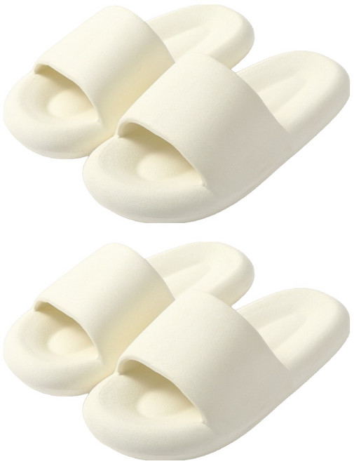 아로무드 발볼 넓은 거실 층간소음 구름 슬리퍼, 화이트, 2개