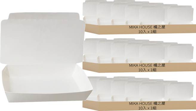 橘之屋 紙餐盒 一體小 16.3*10*3cm, 10入, 3組