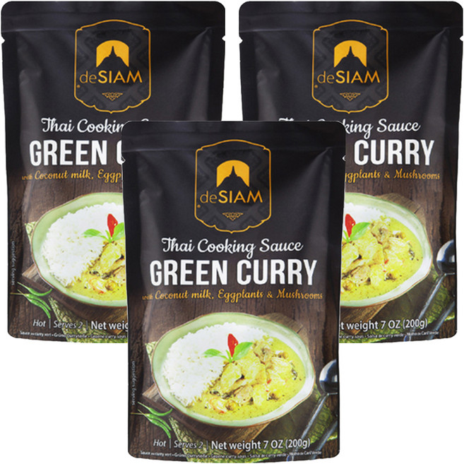 SIAM 泰式綠咖哩調理醬包, 200g, 3包