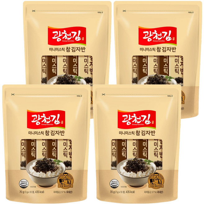 광천김 참 미니미스틱 김자반, 70g, 4개