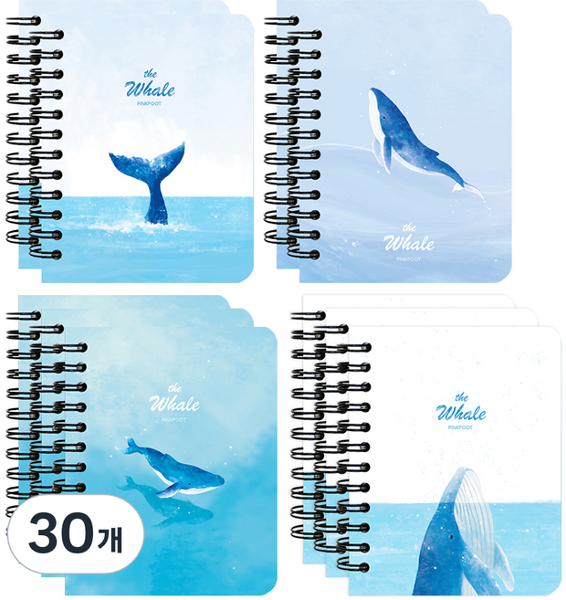 핑크풋 1500 고래 합지 수첩 80매, 랜덤발송, 30개