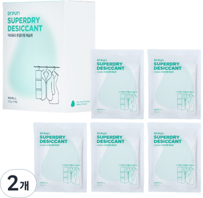 닥터퓨리 슈퍼드라이 옷걸이형 제습제 본품 5개입, 600g, 2개
