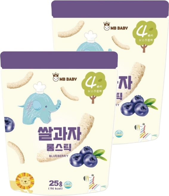 MB BABY 萌寶寶 米棒, 藍莓, 25g, 2包