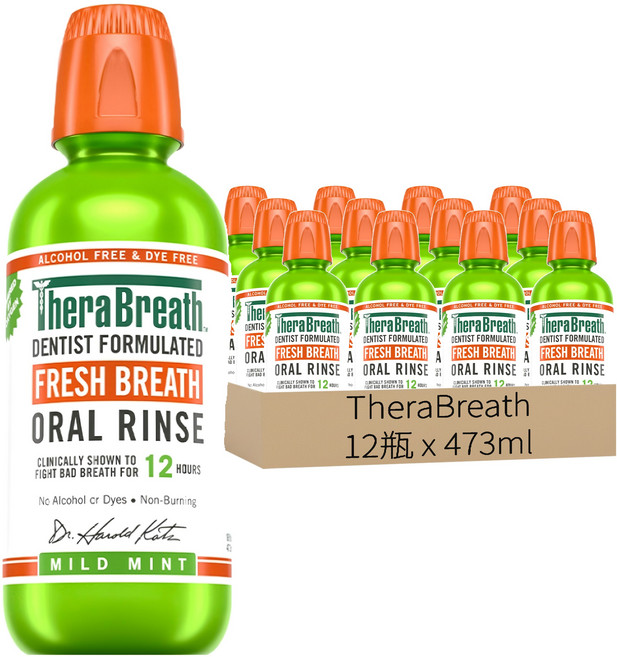 TheraBreath 漱口水 溫和薄荷, 12瓶, 473ml