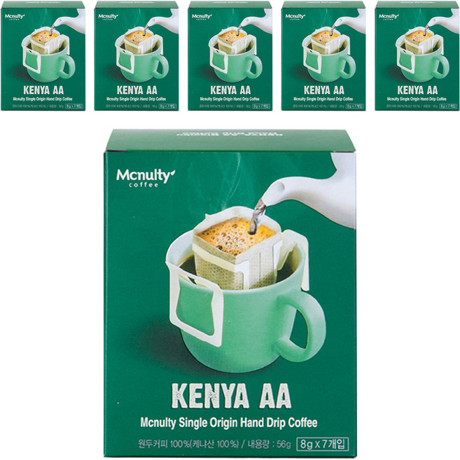 맥널티커피 케냐 AA 핸드드립 원두커피, 8g, 7개입, 6개