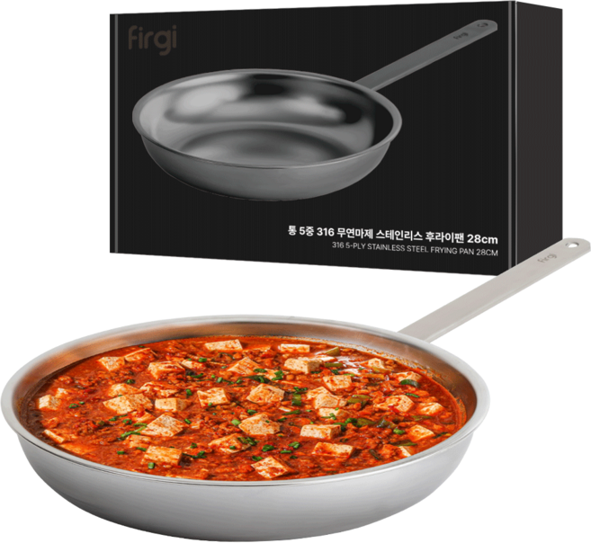 퍼기 인덕션 무연마제 통 5중 스텐 316 후라이팬, 28cm, 1개