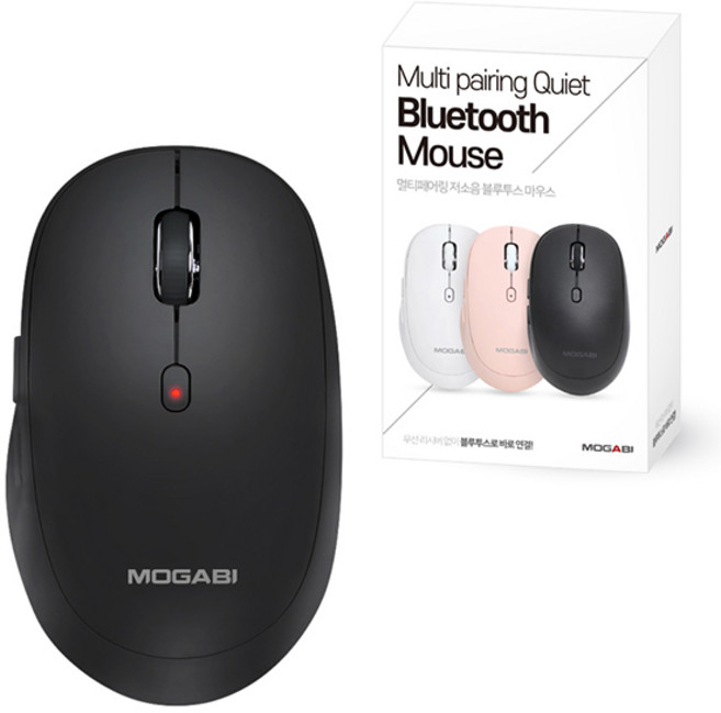 모가비 멀티페어링 저소음 블루투스 5.0 마우스, 블랙, MOG-115