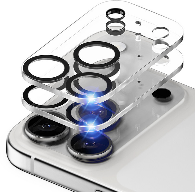 신지모루 빛번짐 방지 카메라 렌즈 강화유리 블랙링 액정보호필름 2p, 1세트