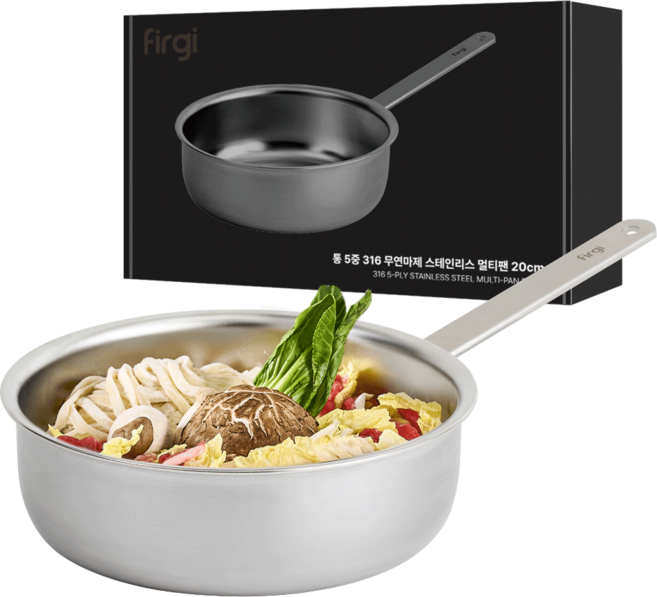 퍼기 인덕션 무연마제 통 5중 스텐 316 멀티팬, 20cm, 1개