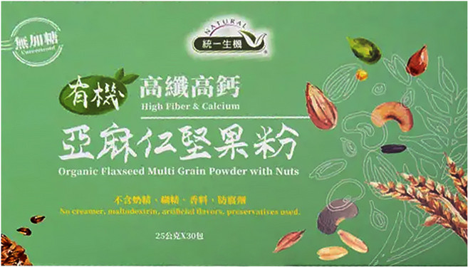 統一生機 有機高纖高鈣亞麻仁堅果粉, 25g, 30包, 1盒