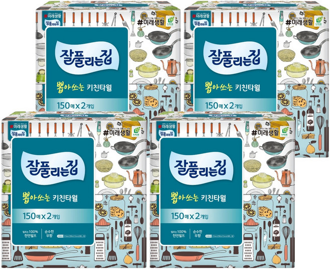 잘풀리는집 뽑아쓰는 키친타월, 150매, 8개