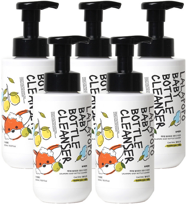 케이맘 랄라포포 유아용 젖병식기세정제 거품형 쿨라임향, 500ml, 5개