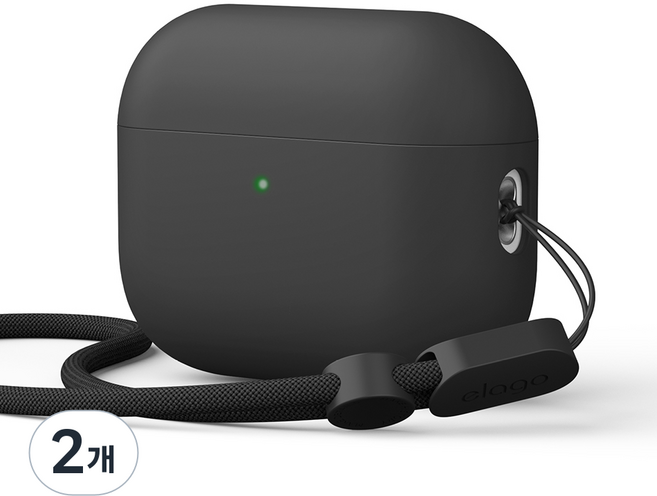 엘라고 리퀴드 하이브리드 스트랩 케이스, 에어팟 프로3, 블랙, 2개