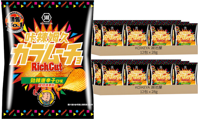 KOIKEYA 湖池屋 咔辣姆久 厚切洋芋片 勁辣唐辛子, 24包, 28g