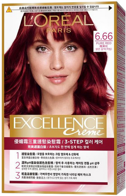 로레알파리 엑셀랑스 크림 염색제, 666호퓨어레드, 1개