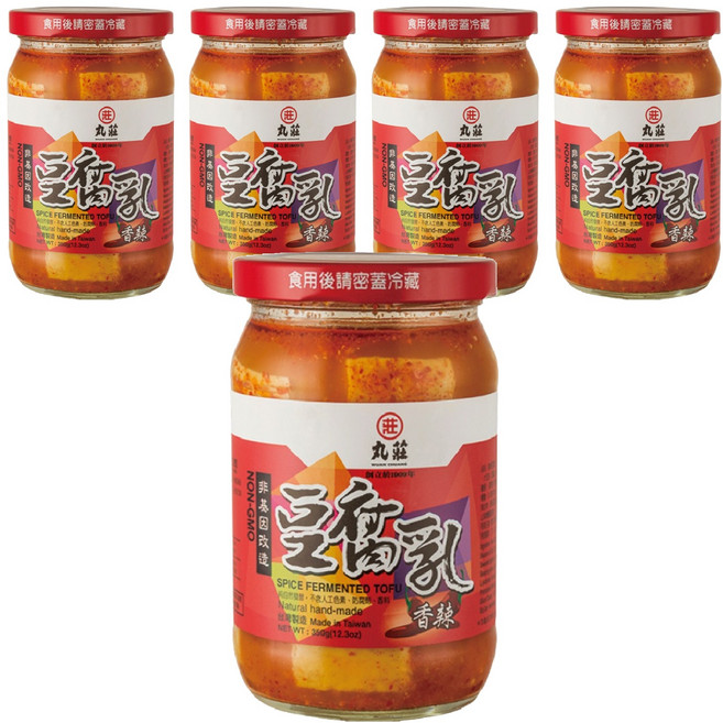 丸莊醬油 香辣豆腐乳 非基因改造, 350g, 5罐