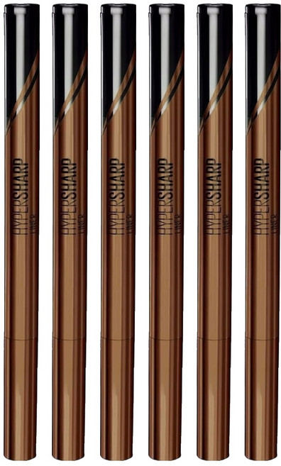 MAYBELLINE 媚比琳 台灣公司貨 超激細抗暈眼線液抗手震版 0.5g, 深邃棕, 6支