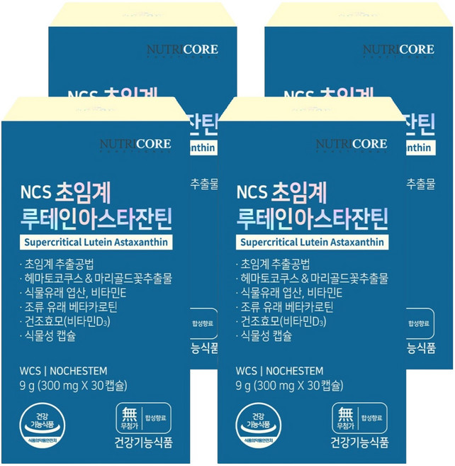 뉴트리코어 초임계 루테인아스타잔틴, 30정, 4개