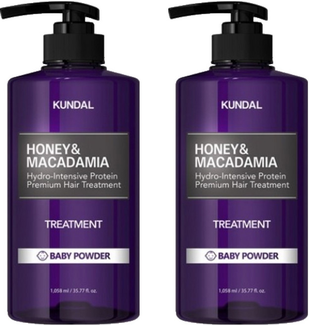 KUNDAL 昆黛爾 蜂蜜澳洲堅果保濕護髮乳 Baby Powder, 1058ml, 2瓶