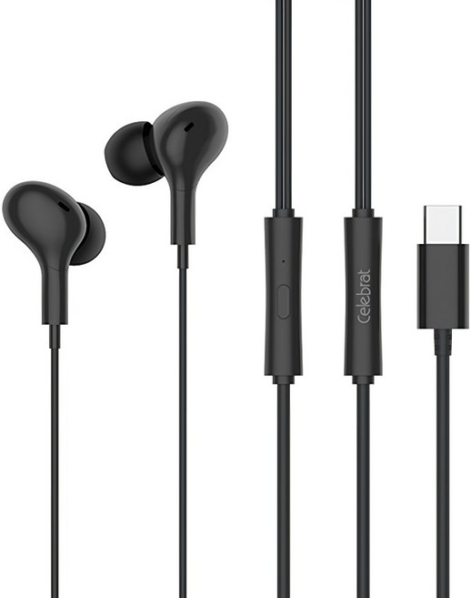 Celebrat TYPE-C 入耳式耳機 D13 120CM 線長, 黑色