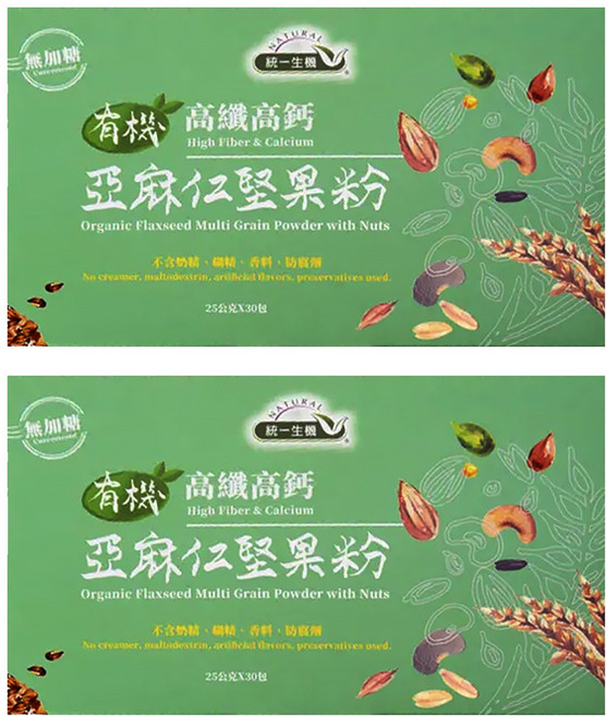 統一生機 有機高纖高鈣亞麻仁堅果粉, 25g, 30包, 2盒