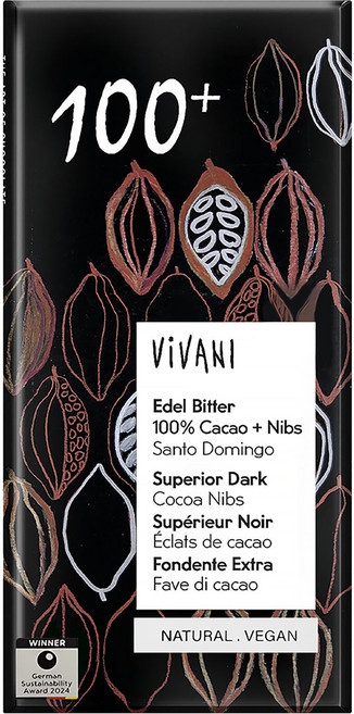 ViVANI 100%極黑巧克力片, 80g, 1包