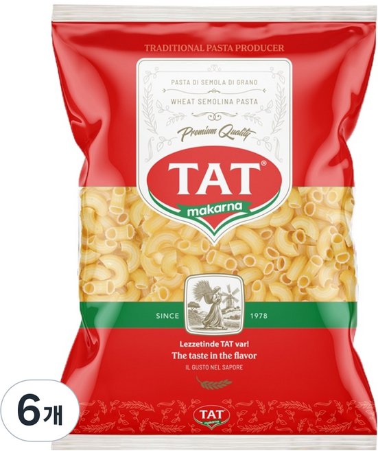 TAT 마카로니 파스타면, 500g, 6개