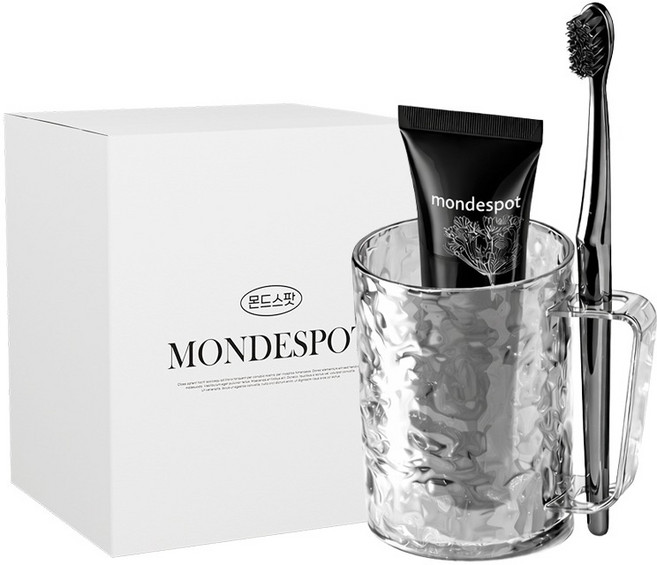 몬드스팟 투명 호텔 울퉁불퉁 욕실 양치컵 YY57496, 블랙, 1개