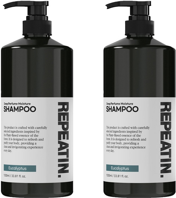 리피트인 딥퍼퓸 모이스처 프로틴 샴푸 유칼립투스향, 1L, 2개