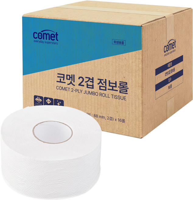 코멧 2겹 점보롤 화장지, 1팩, 16롤, 90m