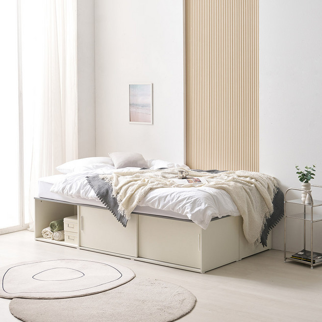 베디스 버디 빅수납 LPM 평상형 침대 프레임 단품 방문설치, 혼합색상