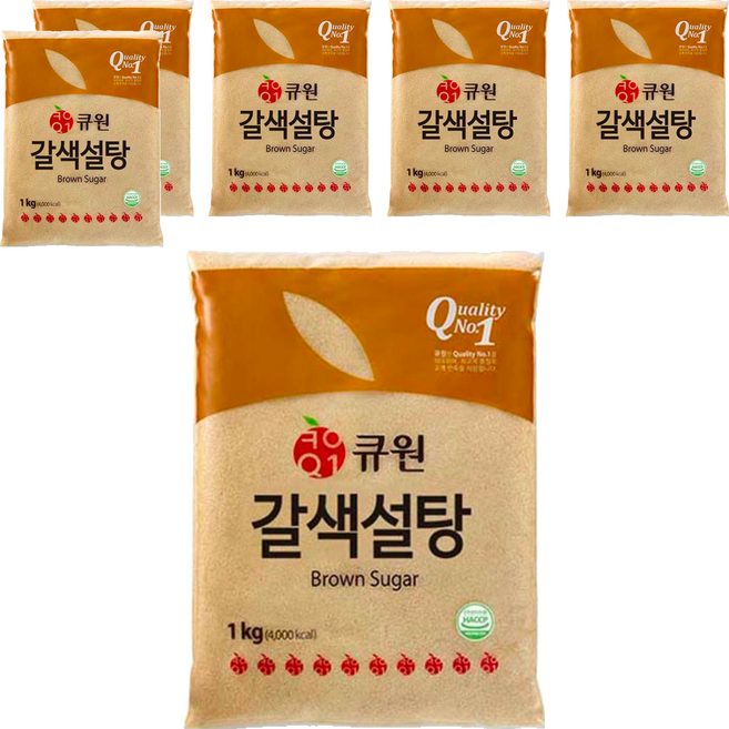 큐원 갈색설탕, 1kg, 6개