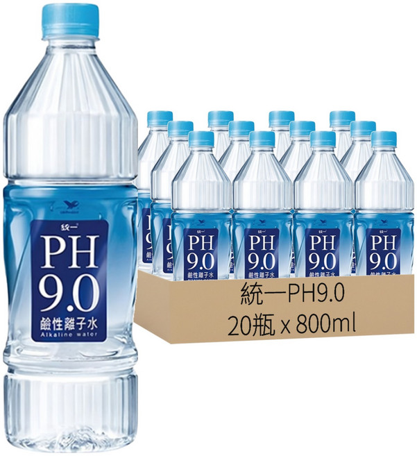 統一PH9.0 鹼性離子水, 800ml, 20瓶