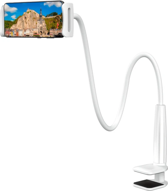 누아트 태블릿 스마트폰 침대 자바라 거치대, JABARA-75, 화이트, 1개 - 쿠팡