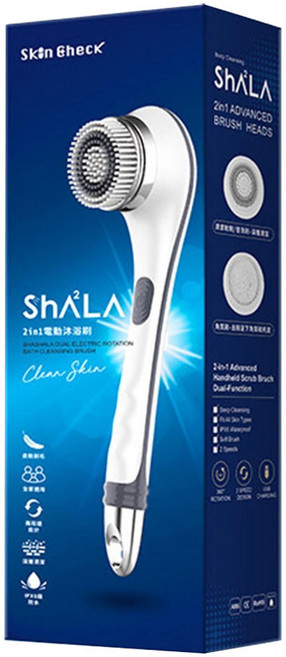 Skin Check SHASHALA 2合1電動沐浴刷, 白色, 1入, 1支