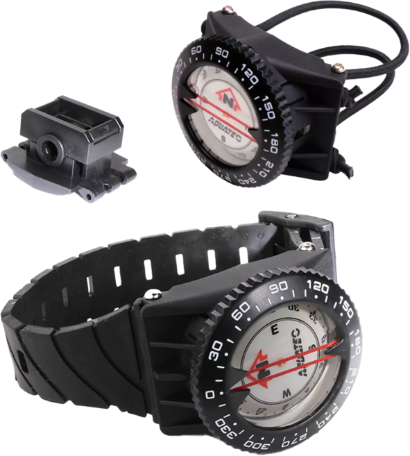 AQUATEC 指北針組 夜光功能 含錶帶 + 管夾 SC-650, 黑色