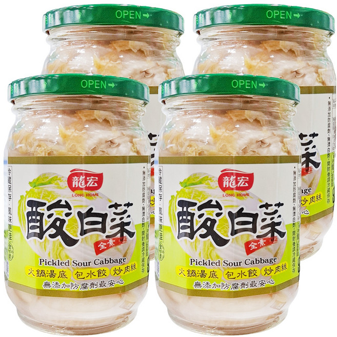 龍宏 酸白菜, 370g, 4罐
