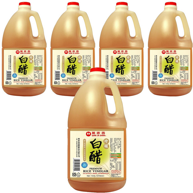 萬家香 珍釀白醋 100%純釀造 絕不使用冰醋酸 不添加人工調味料, 3.75L, 5瓶