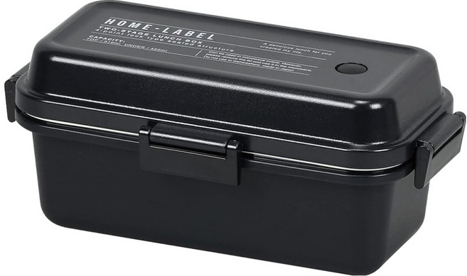 PEARL LIFE 珍珠金屬 長方形便當盒 日本製 Home Label II D-6721 L, 黑色, 1個