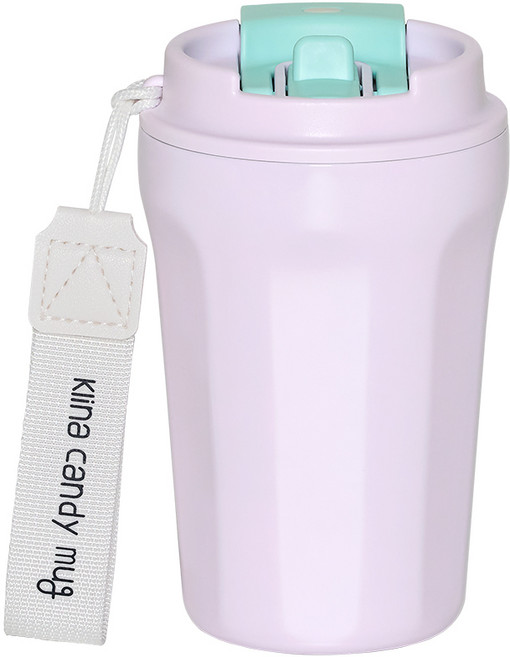 클리나 캔디머그 스텐 보온보냉 빨대 텀블러, 퍼플민트, 380ml, 1개