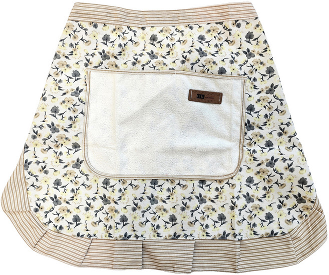 앤드유 예쁜 손닦이 허리앞치마, 브라운꽃무늬