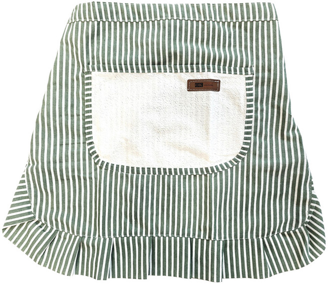 앤드유 예쁜 손닦이 허리앞치마, 그린스트라이프