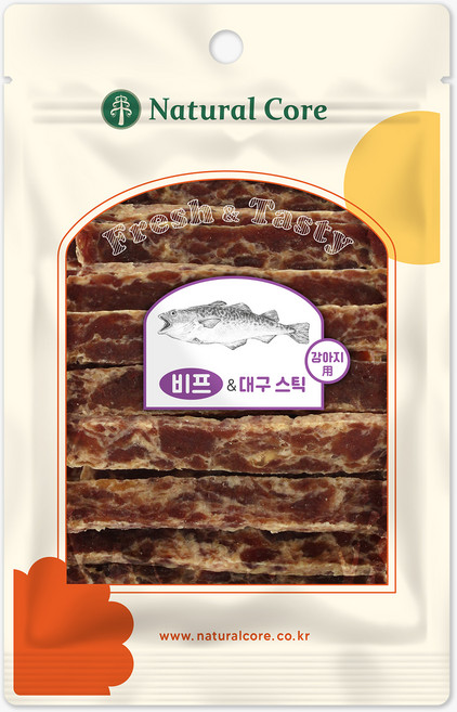 네츄럴코어 강아지 스틱 간식, 혼합맛(비프/대구), 90g, 4개