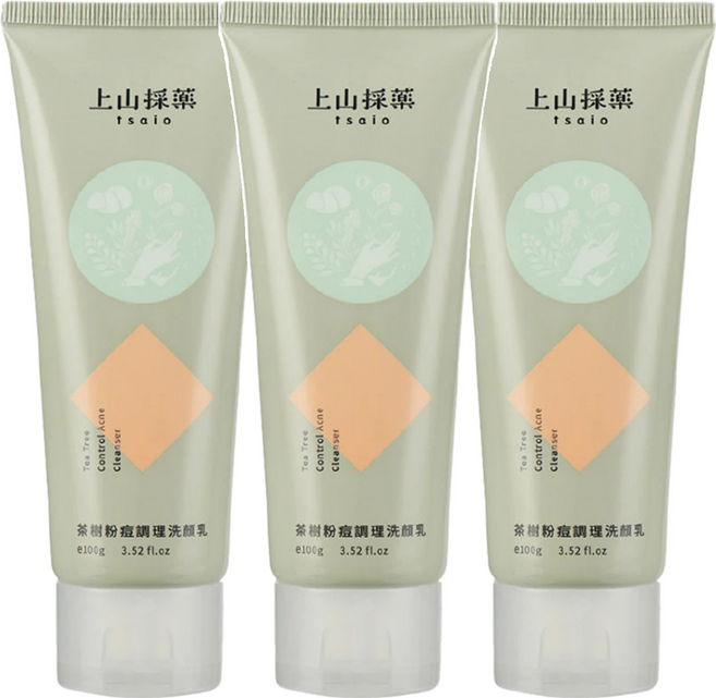 tsaio 上山採藥 茶樹粉痘調理洗顏乳 調理控油, 100g, 3條