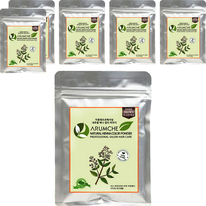 ARUMCHE 專業Henna染髮粉, 深棕色, 6包