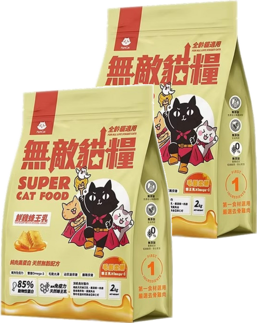 ParkCat 貓樂園 全齡貓 無穀天然高蛋白無敵貓糧, 2kg, 2袋, 鮮雞蜂王乳