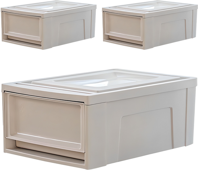 아이리스 국내생산 시스템 수납함 슬라이딩 서랍장 BC-370, 화이트그레이, 3개