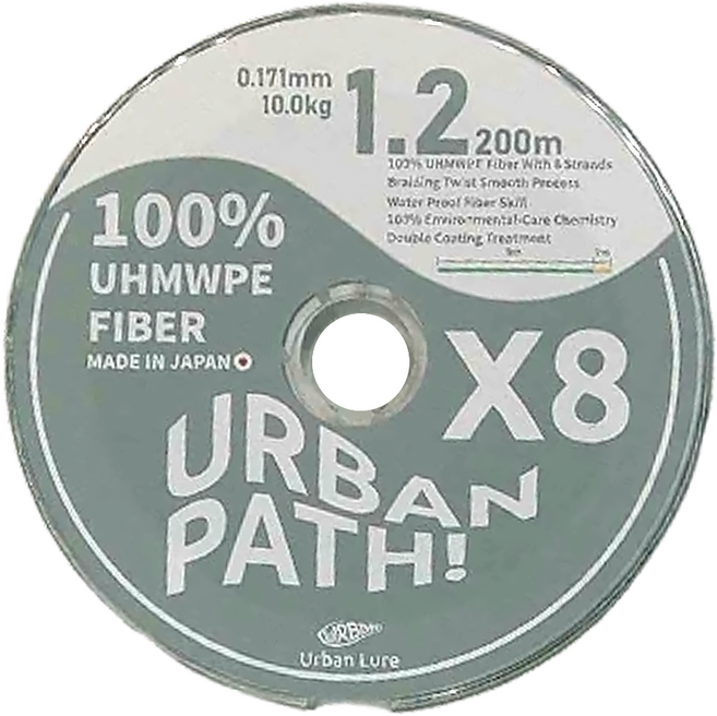 Urban Lure PATH X8 日本製雙塗層PE 釣魚線, 雙塗層 黃色 + 綠色, 1個