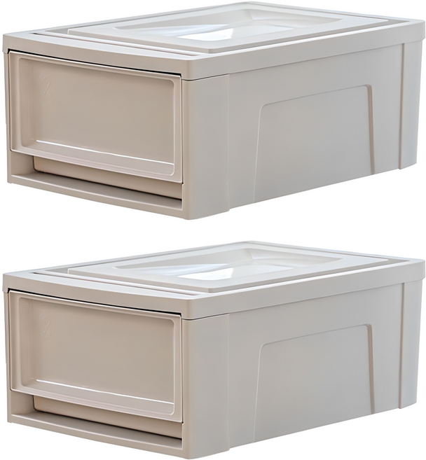 아이리스 국내생산 시스템 수납함 슬라이딩 서랍장 BC-370, 화이트그레이, 2개