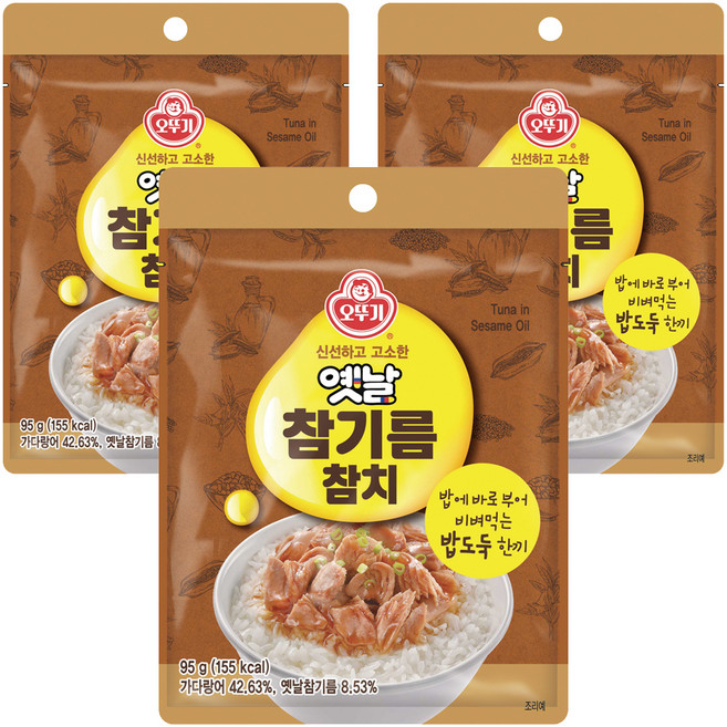 오뚜기 옛날 참기름 참치, 95g, 3개